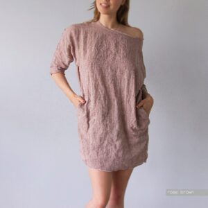 LINEN DRESS Linen tunic pajama shirt - Image 6
