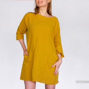 LINEN DRESS Linen tunic pajama shirt - Image 9