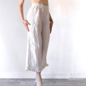 LINEN wide leg PANTS, women pants