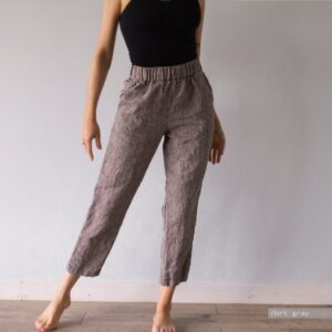 LINEN TROUSERS, linen pants, baggy pants, office pants