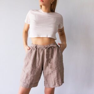 LINEN SHORTS WOMEN, natural linen shorts