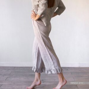 LINEN PANT RUFFLE , linen pants woman clothing oversize - Image 9