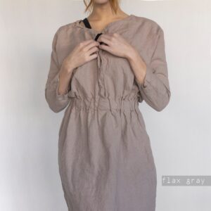 LINEN MIDI DRESS with sleeves & buttons - Image 6
