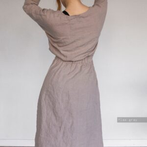 LINEN MIDI DRESS with sleeves & buttons - Image 5