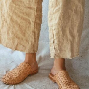 LINEN PANTS, handmade linen gaucho pants raw edges relax fit with elastic belt